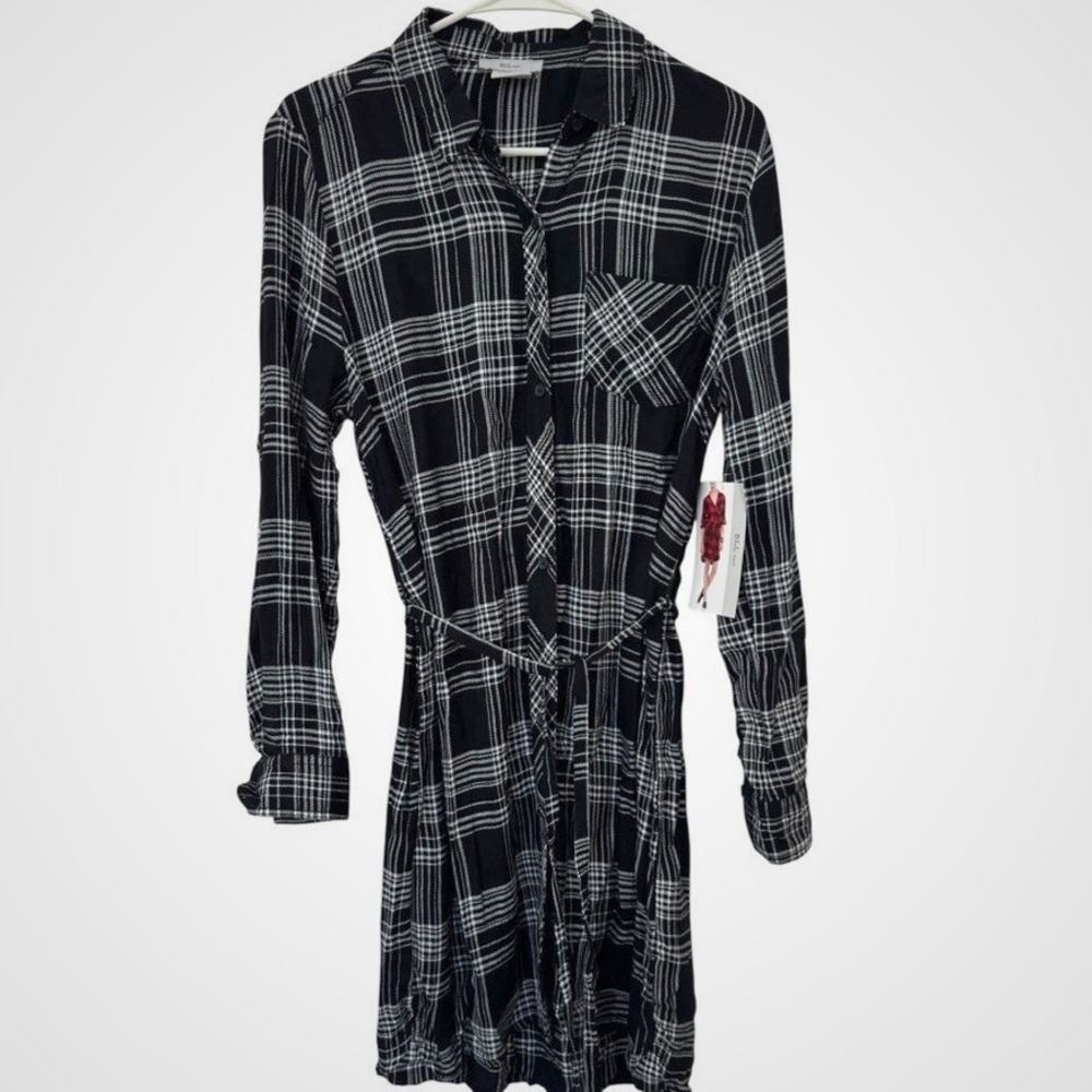 BLL NYX Plaid‎ Black and White Shirt Dress Size S